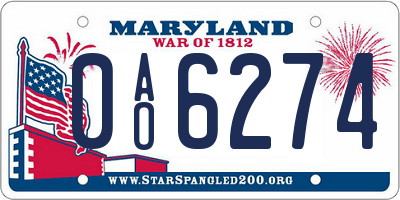 MD license plate 0AO6274