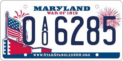MD license plate 0AO6285
