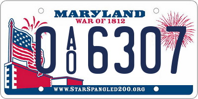 MD license plate 0AO6307