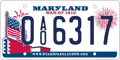 MD license plate 0AO6317