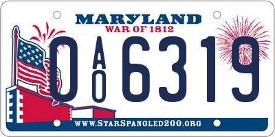 MD license plate 0AO6319