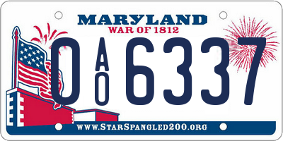 MD license plate 0AO6337
