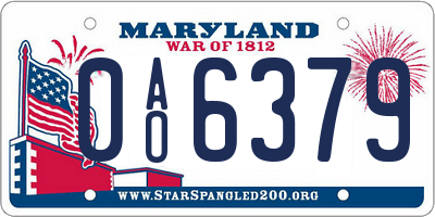 MD license plate 0AO6379
