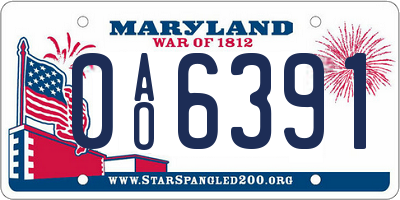 MD license plate 0AO6391