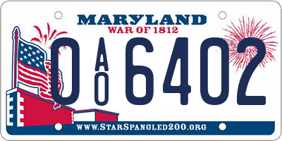 MD license plate 0AO6402