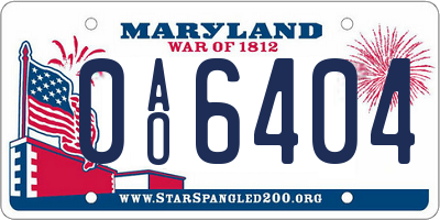 MD license plate 0AO6404