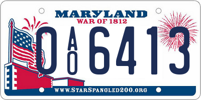 MD license plate 0AO6413