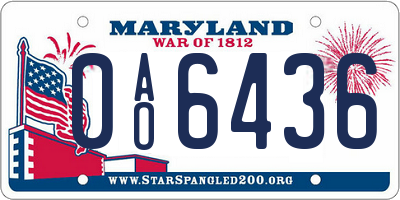MD license plate 0AO6436