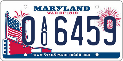MD license plate 0AO6459