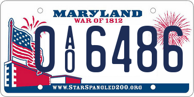 MD license plate 0AO6486