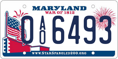 MD license plate 0AO6493