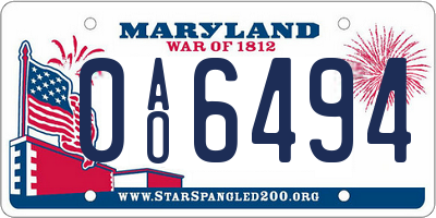 MD license plate 0AO6494