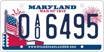MD license plate 0AO6495