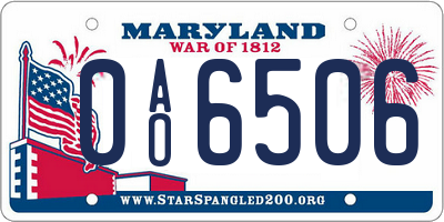 MD license plate 0AO6506