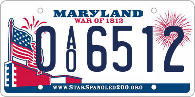 MD license plate 0AO6512