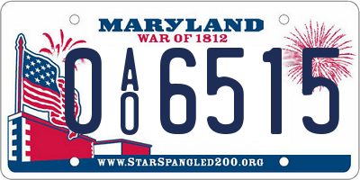 MD license plate 0AO6515