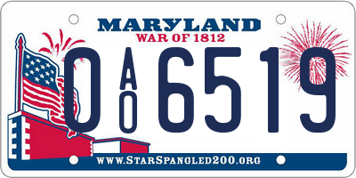 MD license plate 0AO6519