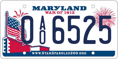 MD license plate 0AO6525