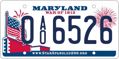 MD license plate 0AO6526
