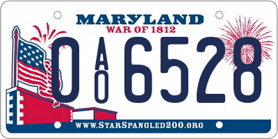 MD license plate 0AO6528