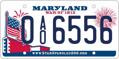 MD license plate 0AO6556