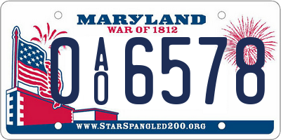 MD license plate 0AO6578