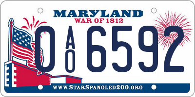 MD license plate 0AO6592
