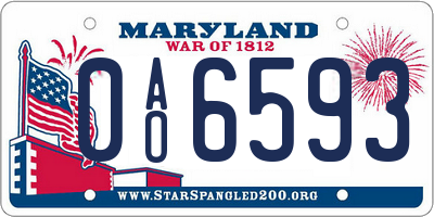 MD license plate 0AO6593