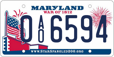MD license plate 0AO6594