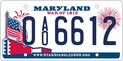 MD license plate 0AO6612