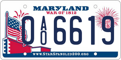 MD license plate 0AO6619