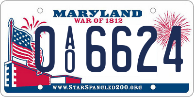 MD license plate 0AO6624