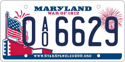 MD license plate 0AO6629