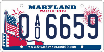 MD license plate 0AO6659