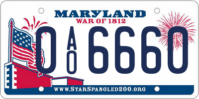 MD license plate 0AO6660