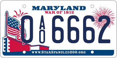 MD license plate 0AO6662