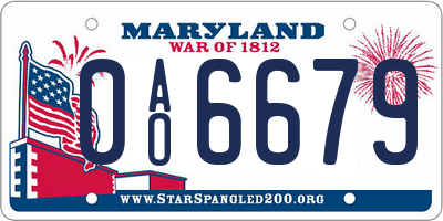 MD license plate 0AO6679