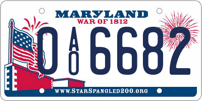 MD license plate 0AO6682