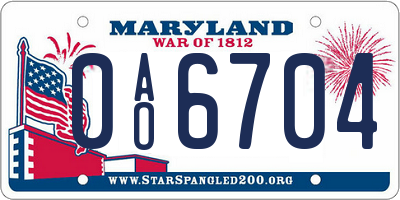 MD license plate 0AO6704