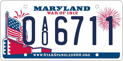 MD license plate 0AO6711