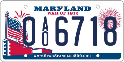 MD license plate 0AO6718