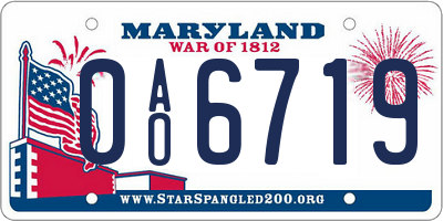 MD license plate 0AO6719