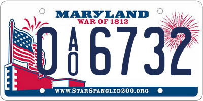 MD license plate 0AO6732