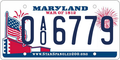 MD license plate 0AO6779