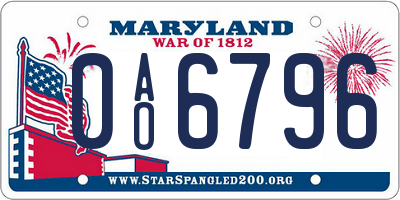 MD license plate 0AO6796