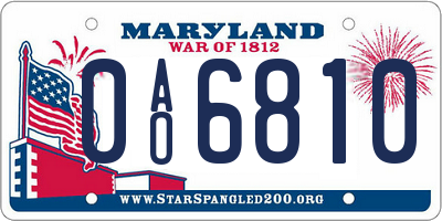 MD license plate 0AO6810
