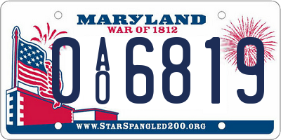 MD license plate 0AO6819