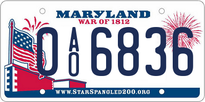 MD license plate 0AO6836