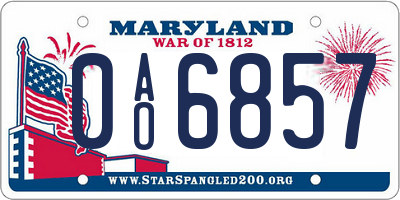 MD license plate 0AO6857