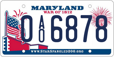 MD license plate 0AO6878